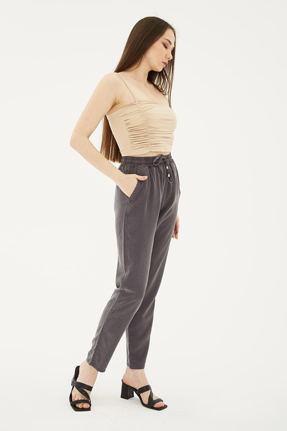 FASHION FRIENDS KADIN BELİ BAĞLAMALI PANTOLON 25Y0477K1