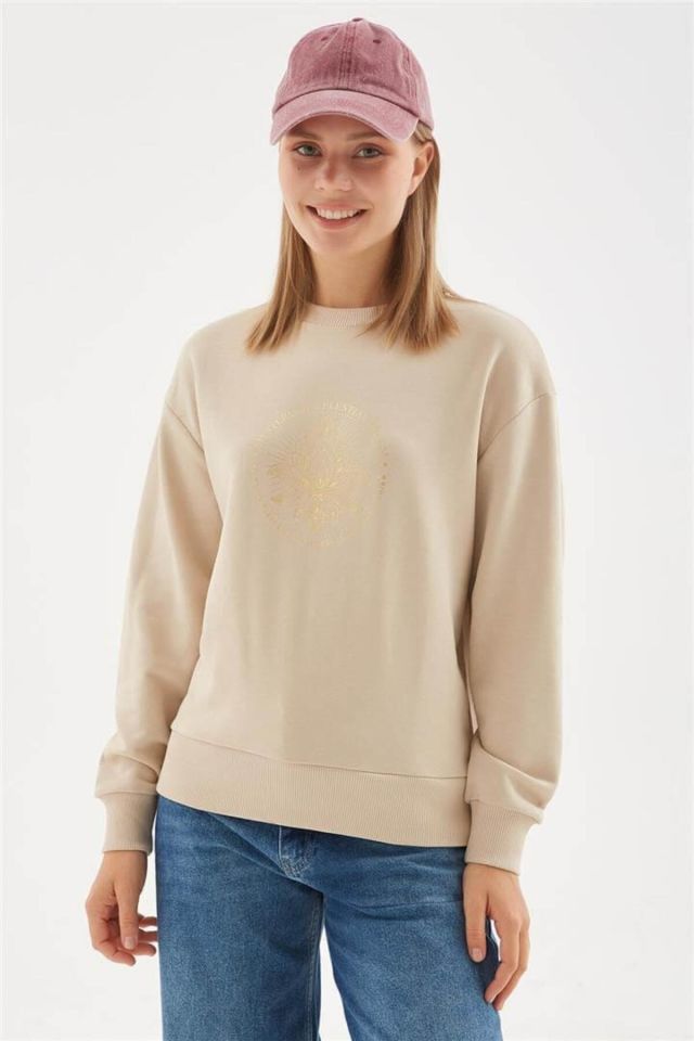 FASHION FRIENDS KADIN BASKILI SWEAT 24K0108K1