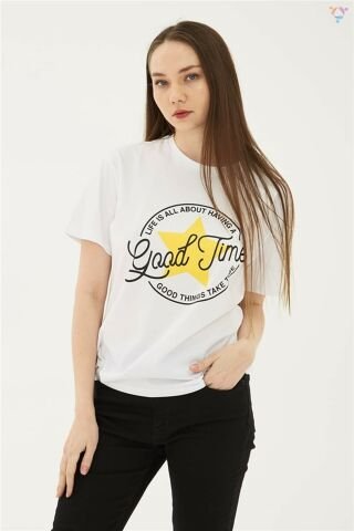 FASHION FRIENDS KADIN BASKILI T-SHİRT 23Y-TST0149K1