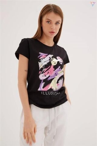 FASHION FRIENDS KADIN BASKILI T-SHİRT 23Y-TST0275K1