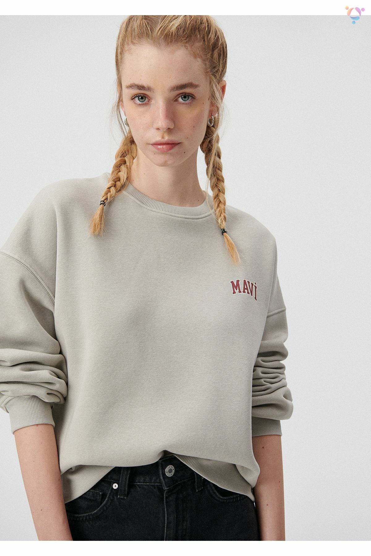 MAVİ KADIN MAVİ LOGO SWEATSHIRT Çakmaktaşı Gri 1611600-70112