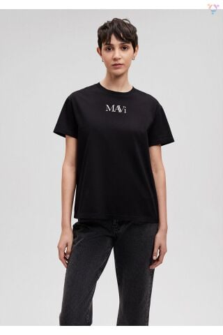 MAVİ KADIN MAVI LOGO TSHIRT Siyah 1611594-900