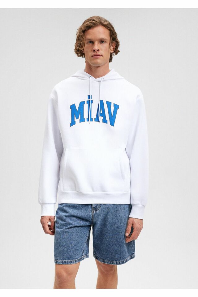 MAVİ ERKEK MİAV KAPÜŞONLU SWEATSHIRT Beyaz 0S10122-620