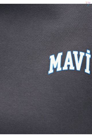 MAVİ KADIN LOGO KISA SWEATSHIRT Koyu Gri 1611601-70763