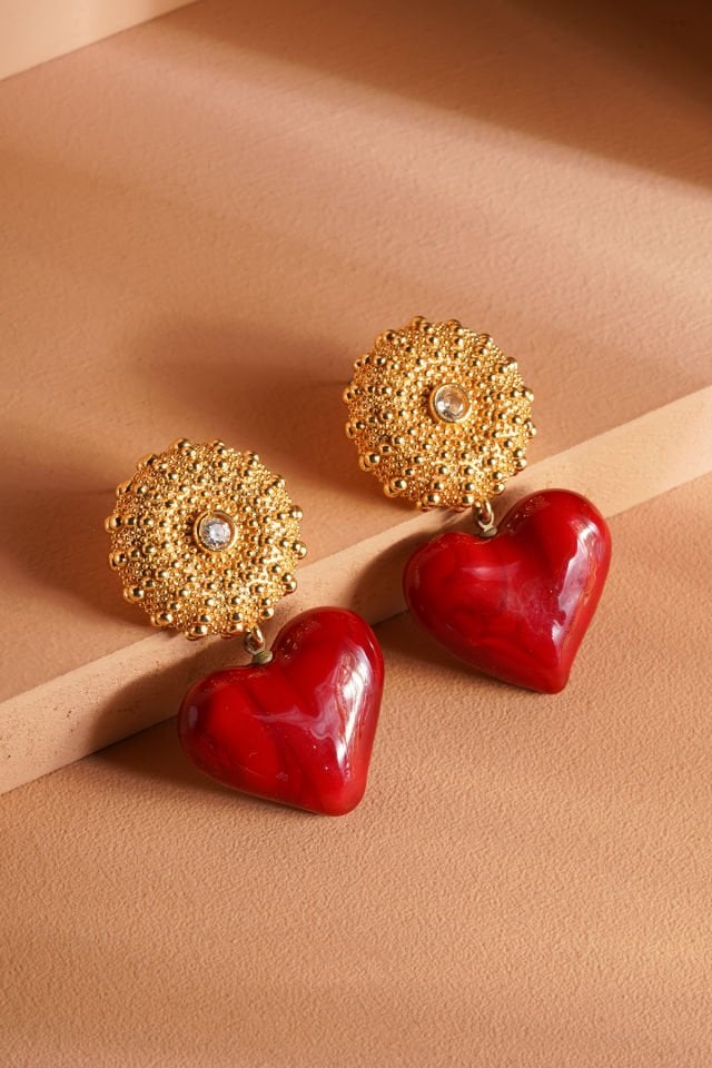 Murano Kalp Küpe / Kırmızı