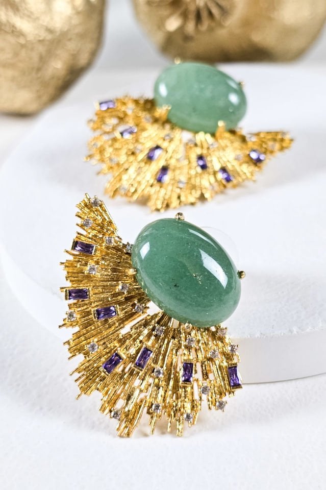 Amazonit Taşlı Küpe