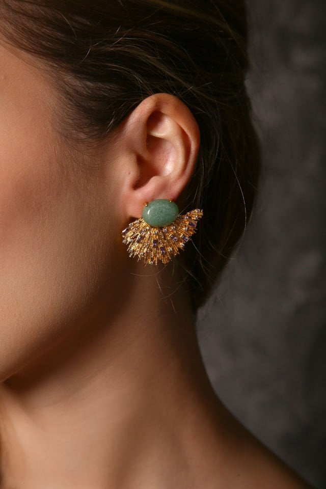 Amazonit Taşlı Küpe