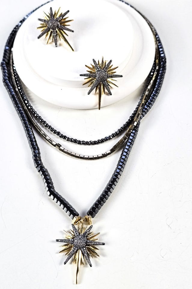 Kuzey Yıldızı Küpe Kolye Set