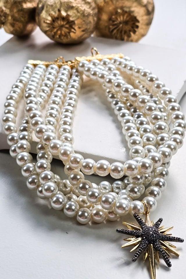 Kuzey Yıldızı İnci Kolye Beş Sıra