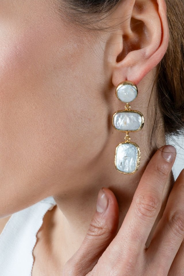 Üçlü  İnci Küpe