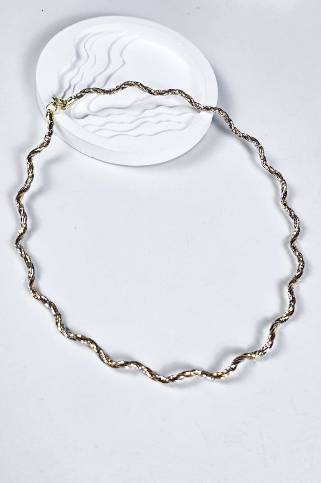 925 Ayar Gümüş Üç Renkli Örme Kolye