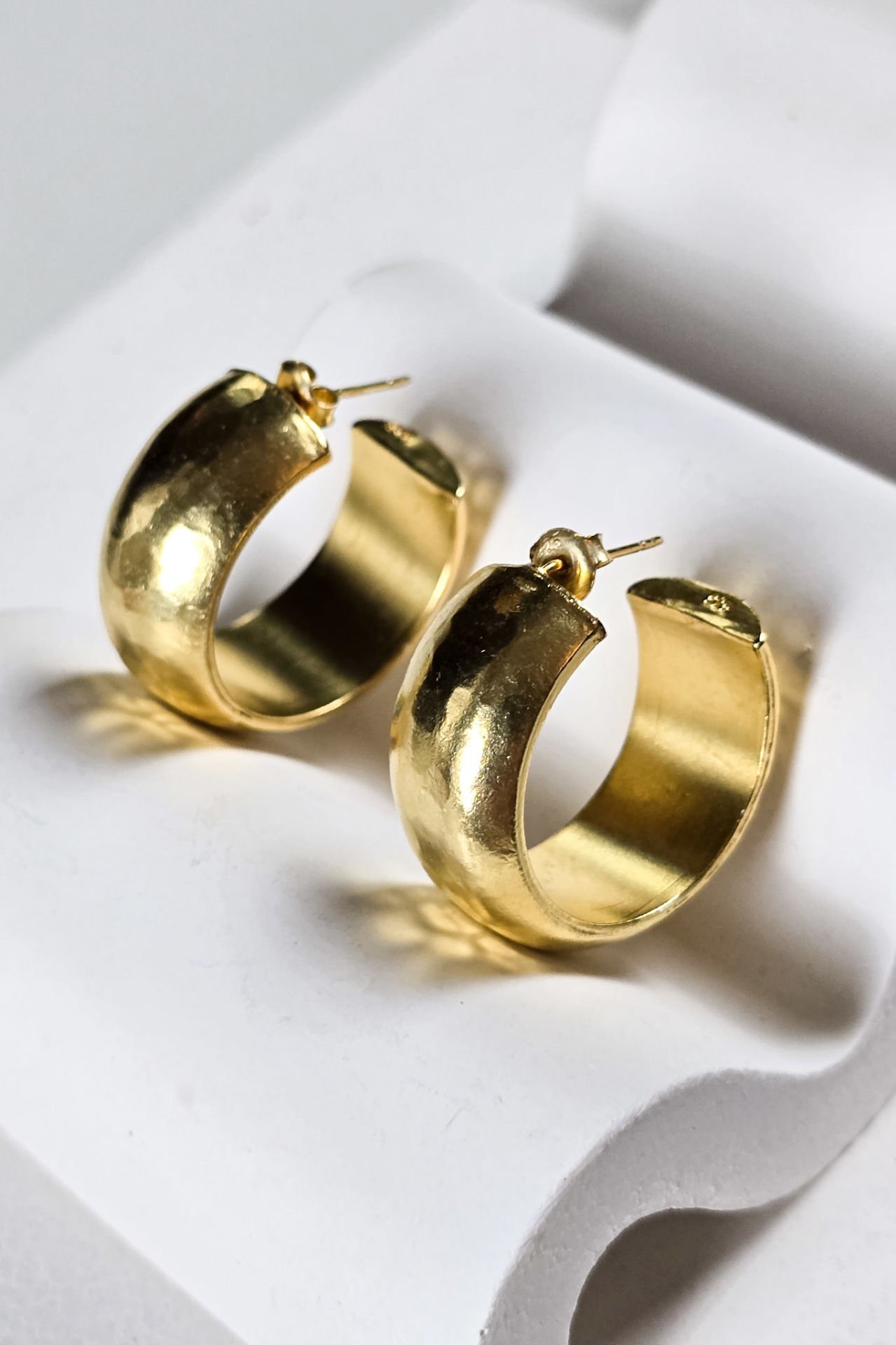925 Ayar Gümüş 14 Ayar Altın Kaplama Halka Küpe Gold