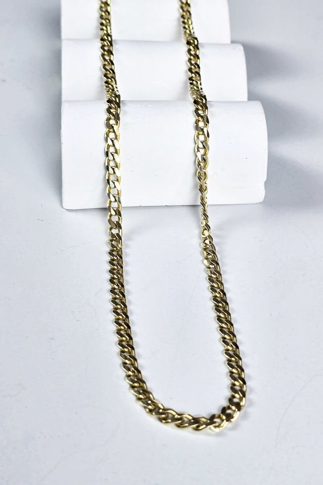 925 Ayar Gümüş 14 Ayar Altın Kaplama Gurmet Model 4 mm Zincir Kolye