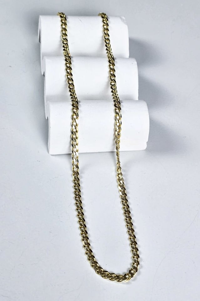 925 Ayar Gümüş 14 Ayar Altın Kaplama Gurmet Model 4 mm Zincir Kolye