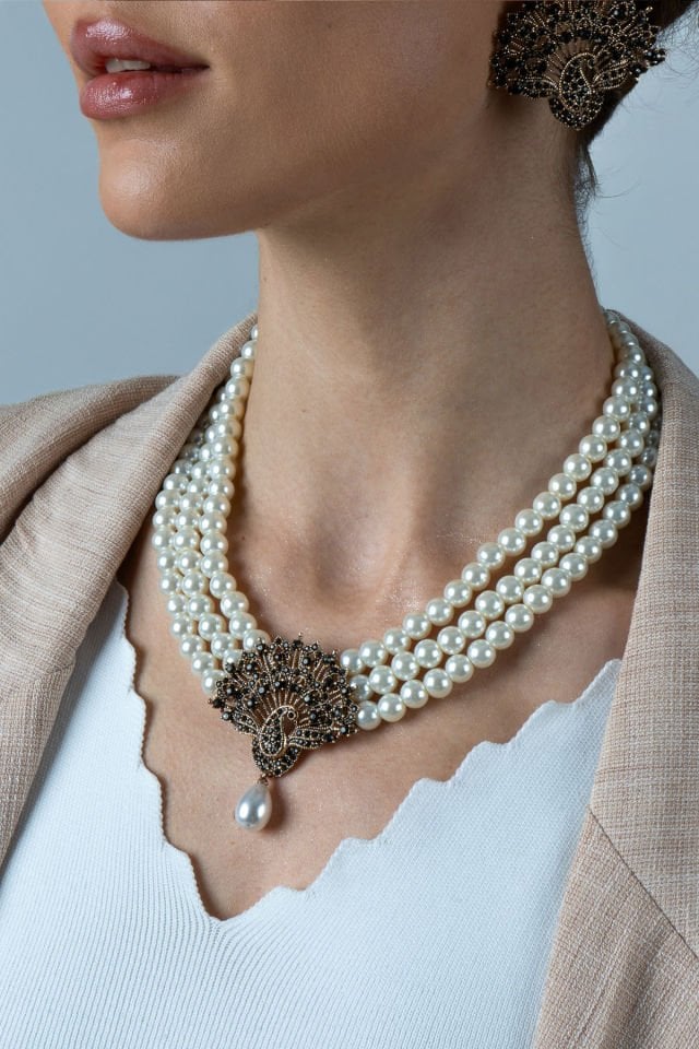 Peafowl Kolye Küpe Set