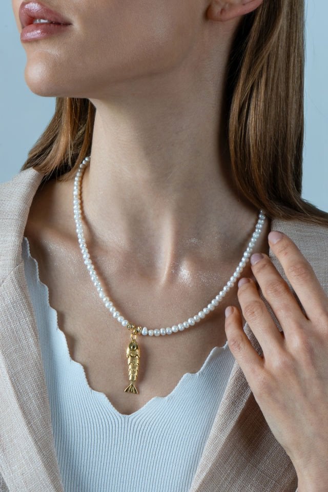 Pearl And Fish Kolye
