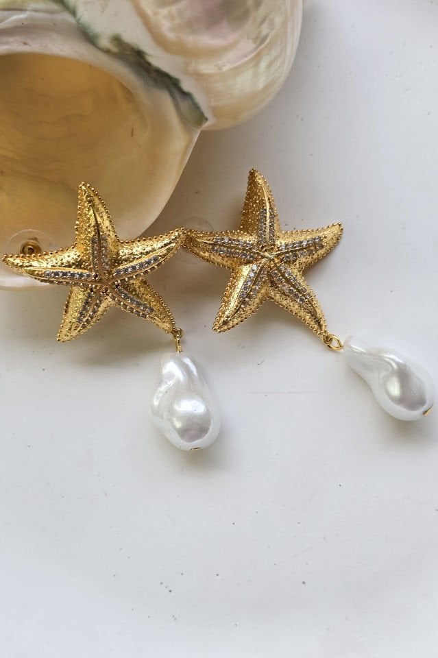 Pearly Starfish Küpe