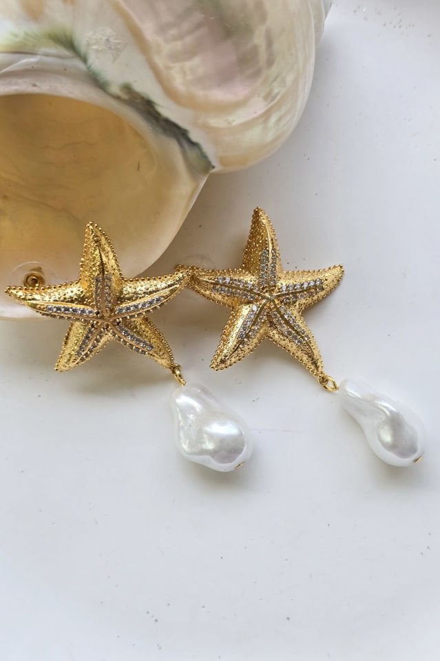 Pearly Starfish Küpe