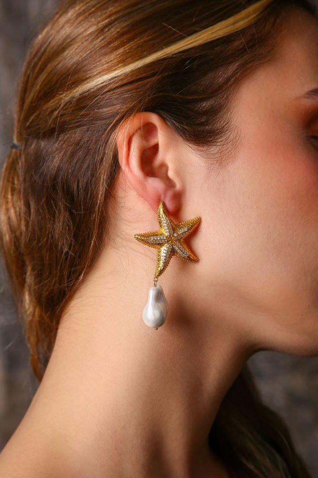 Pearly Starfish Küpe