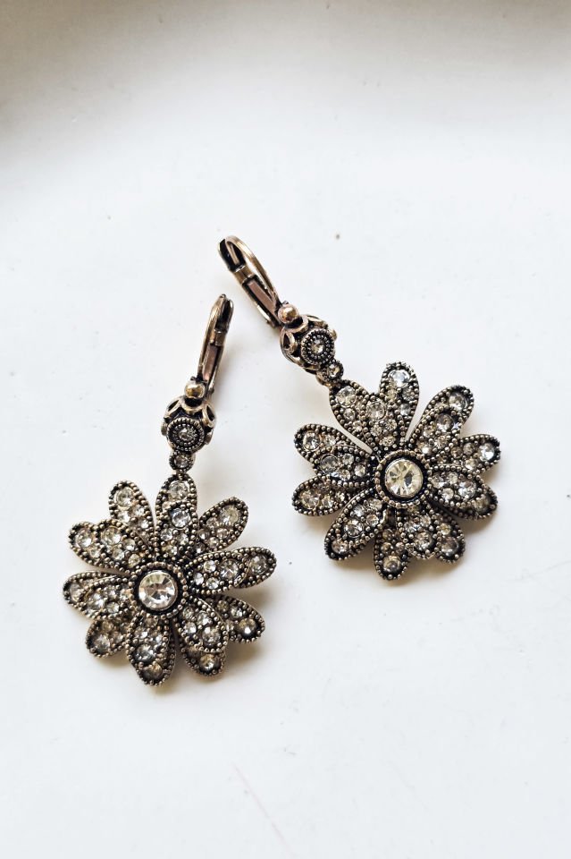 Bronz Elmas Beyaz Taşlı Küpe