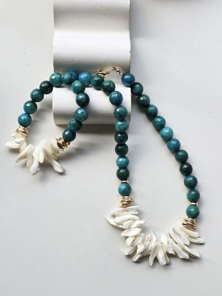 Sedefli Apatit Kolye Bileklik Set