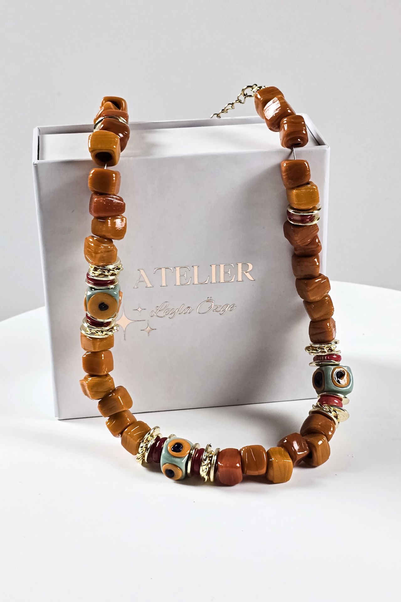 Turuncu Bodrum Boncuklu Kolye