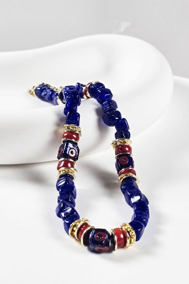 Lacivert Bodrum Boncuklu Kolye