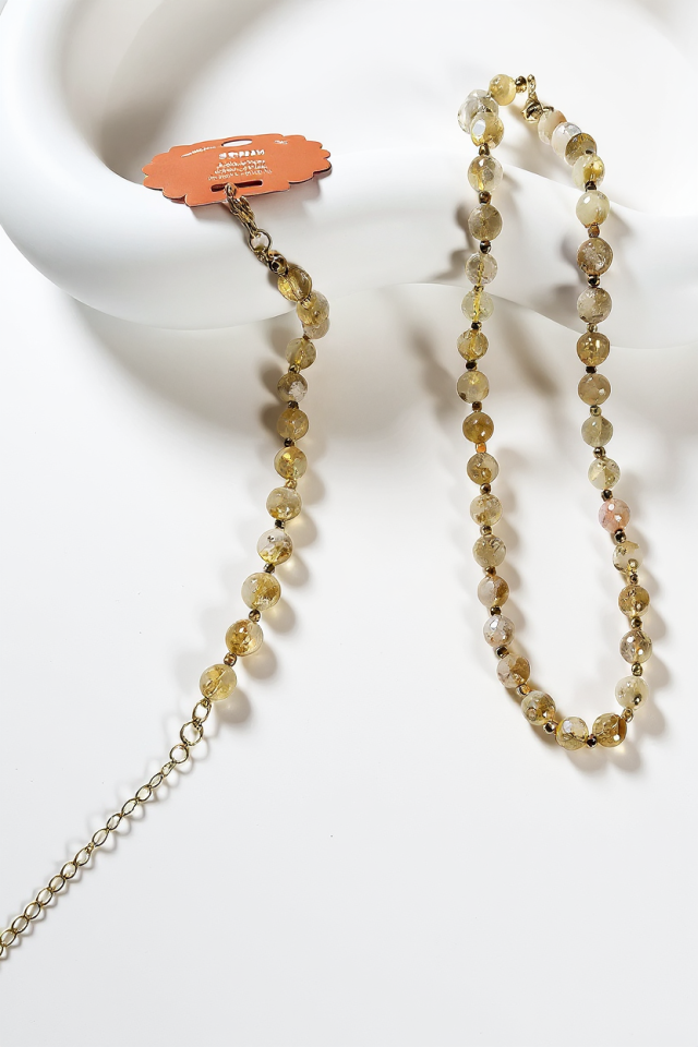 Sitrin Kolye Bileklik Set (3.Çakra/Solar Pleksus Çakra Taşı)