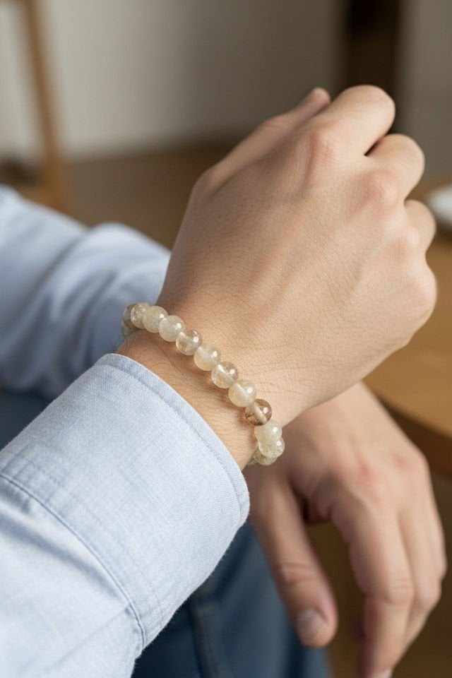 Sitrin Erkek Bileklik (3.Çakra/Solar Pleksus Çakra Taşı)