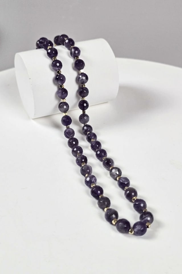 Ametist Kolye Bileklik Set (6.ve 7. Çakra/Üçüncü Göz ve Tepe Çakra Taşı)