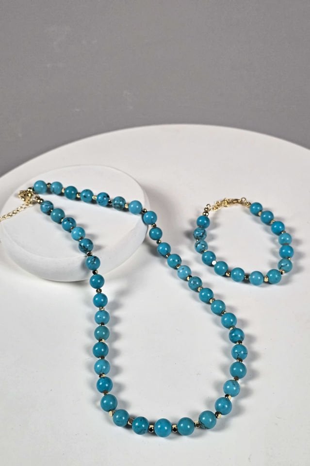 Turkuaz Kolye Bileklik Set (5.Çakra/Boğaz Çakrası)