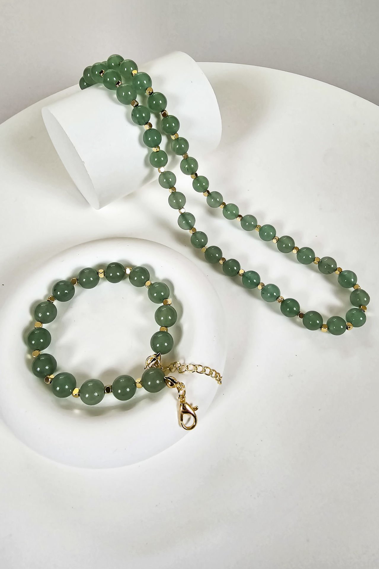 Aventurin Kolye Bileklik Set (4.Çakra/Kalp Çakrası Taşı)