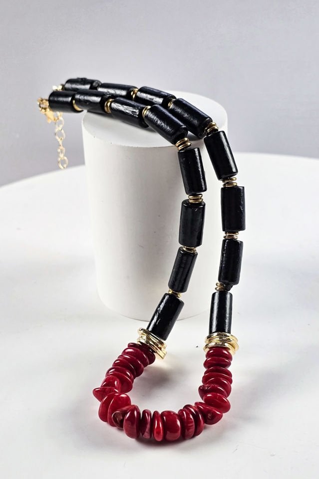 Inferno Oniks&Mercan Kolye