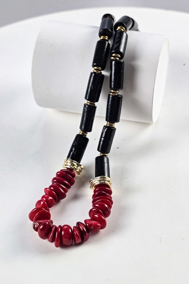 Inferno Oniks&Mercan Kolye