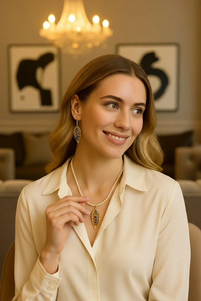 Gece Işıltısı Küpe Kolye Set