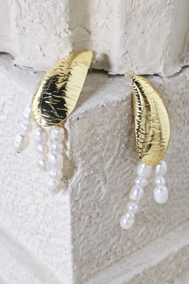 Oyster İncili Kolye Küpe Set