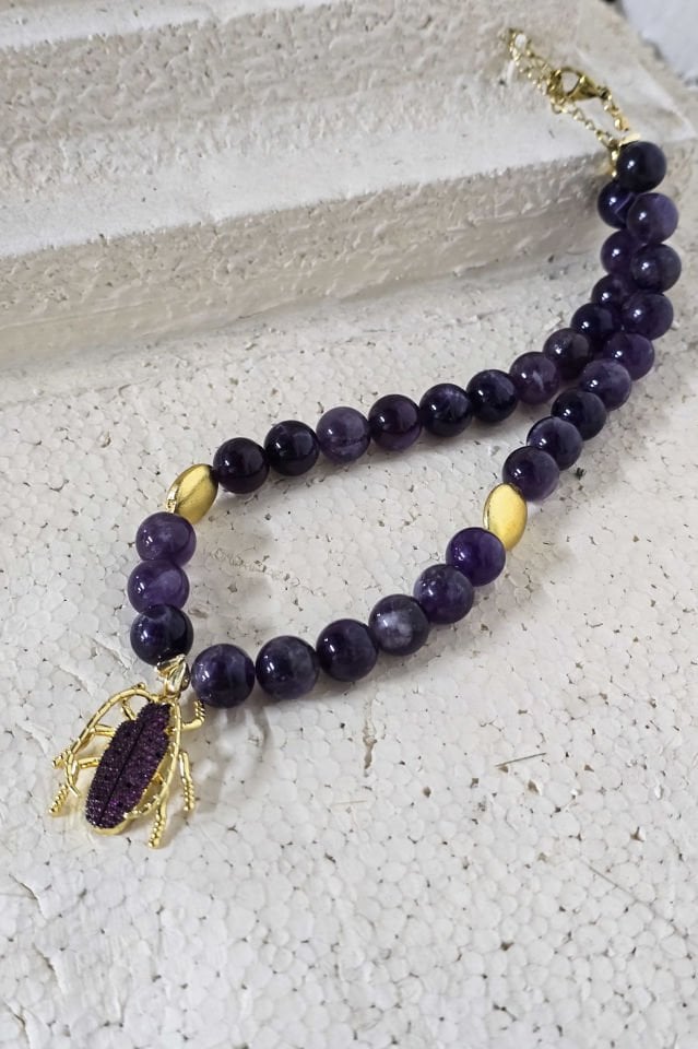 Mor Tılsım Ametist Kolye (6.ve7.Çakra / Üçüncü Göz ve Tepe Çakrası )