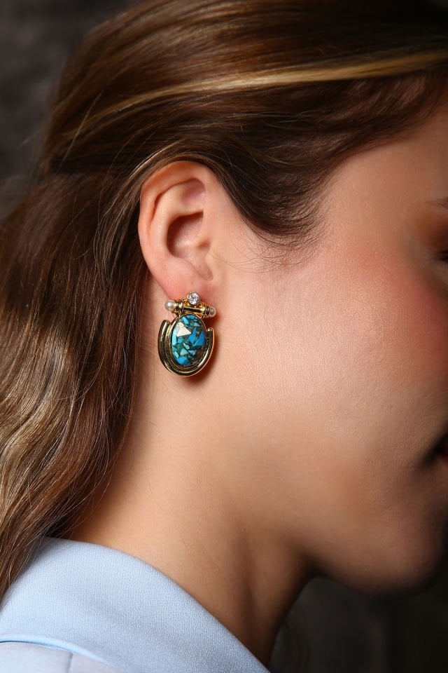 Mozaik Turkuaz Küpe