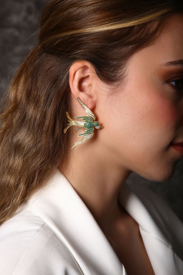 Cennet Kuşu Zirkon Taşlı Küpe