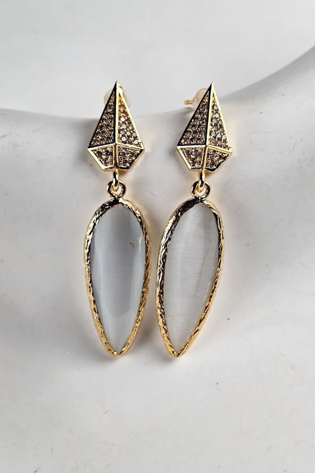 Celeste Kedi Gözü Küpe Beyaz