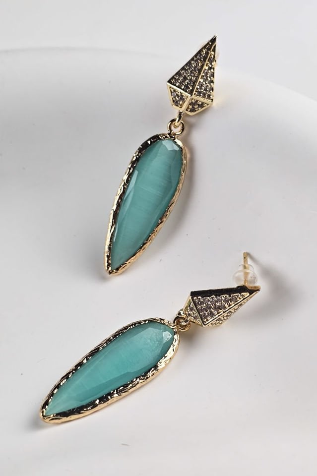 Celeste Kedi Gözü Küpe Turkuaz