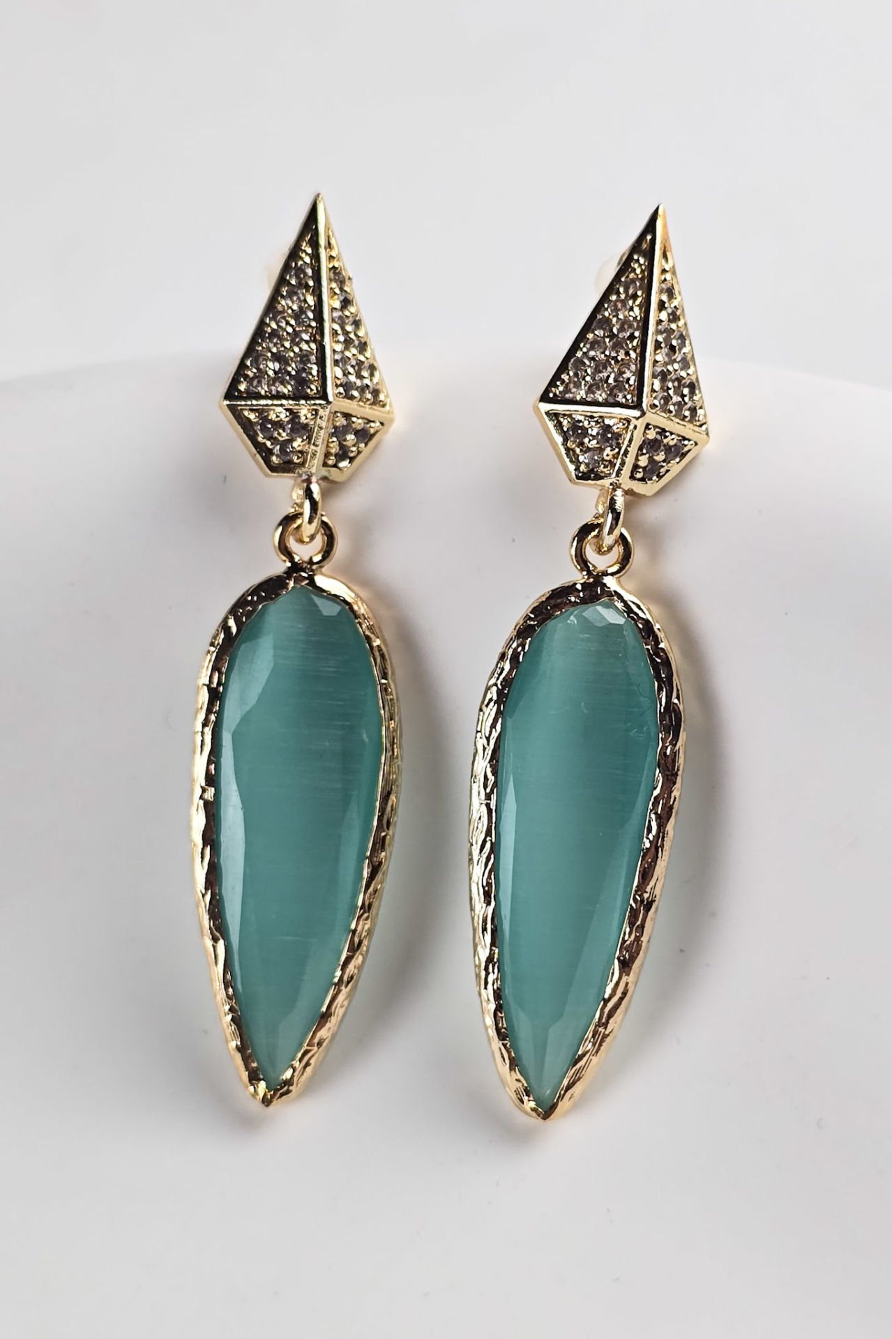 Celeste Kedi Gözü Küpe Turkuaz