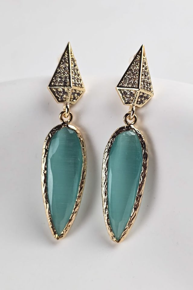 Celeste Kedi Gözü Küpe Turkuaz