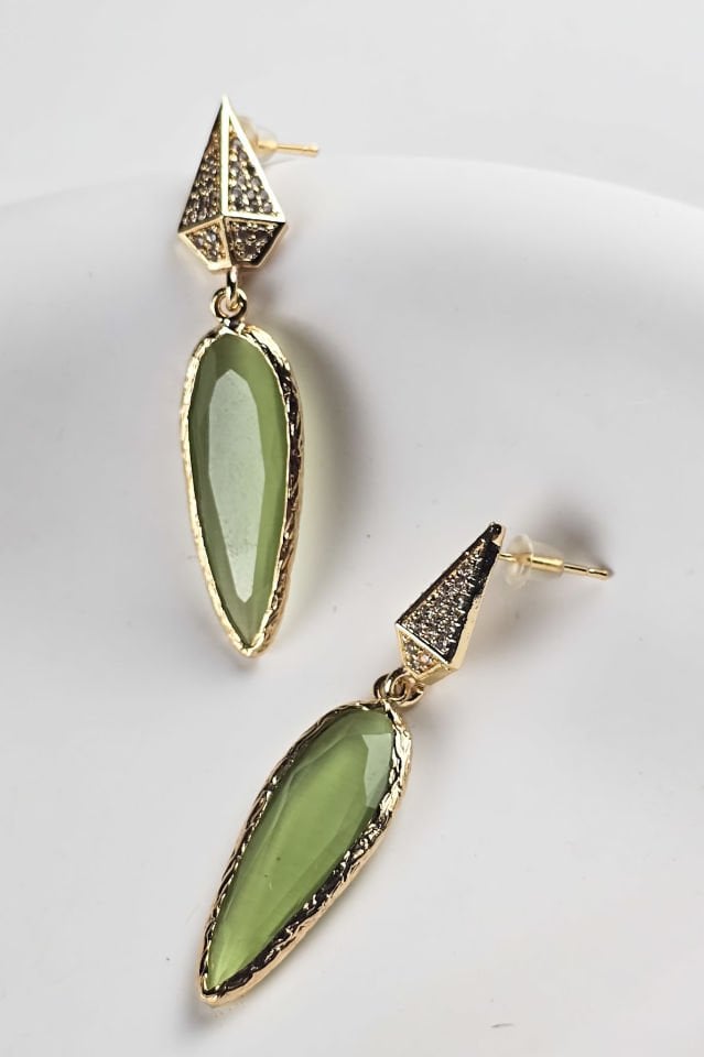 Celeste Kedi Gözü Küpe Yeşil