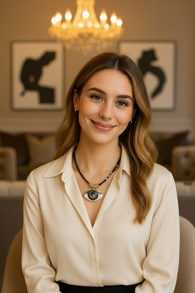 Noir Vision El Boyaması Seramik Uçlu Hematit Kolye