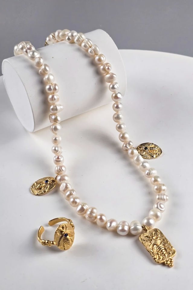 Mitra İnci Kolye Yüzük Set