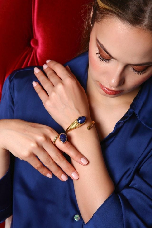 Azure Lapis Lazuli Bileklik Yüzük Set