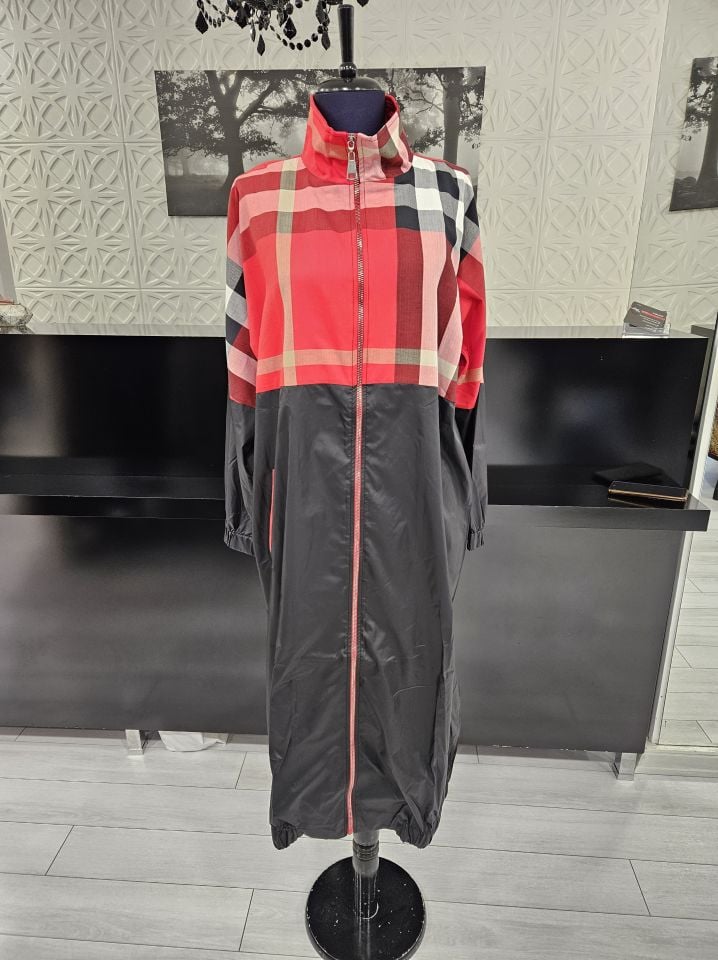 İnvee Burberry Patterned Cape Red 6319