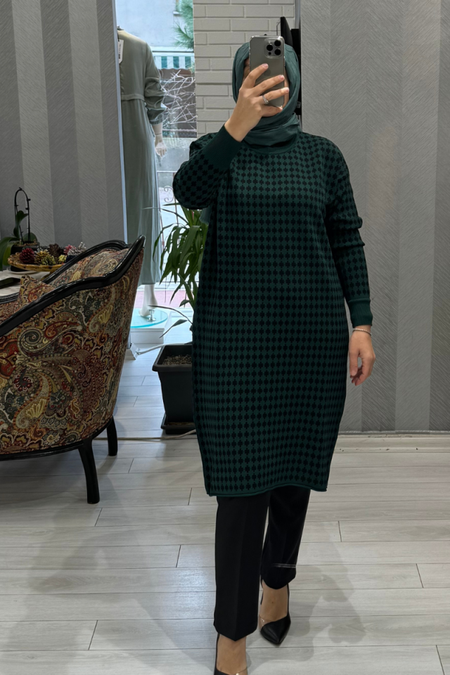 Misswhence Knitted Tunic Green 34011