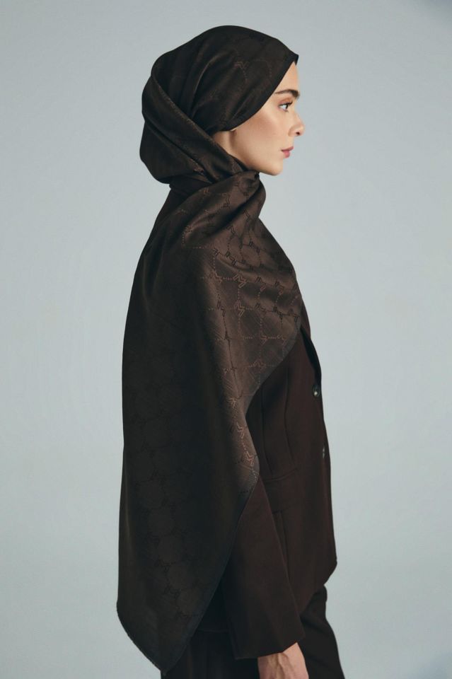 Maisa NEDA PAMUK İPEK ŞAL 70*190 CM - KAHVERENGİ
